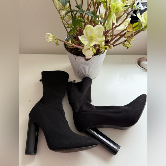 Public Desire Shoes - Elegant Black Women's Boots size 3  heels 4’inch pre- owned with 2 free gifts .
